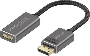 Adapter DisplayPort në HDMI Promate MediaLink DP, 4K 60Hz, kabull i thurur najloni, i zi
