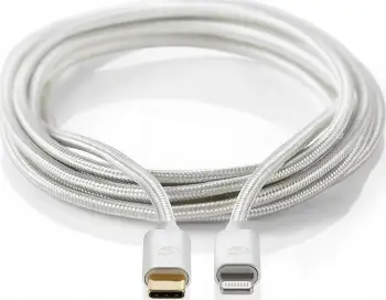 Kabllo Nedis Lightning USB C, 1m, 480 Mbps, e argjendtë