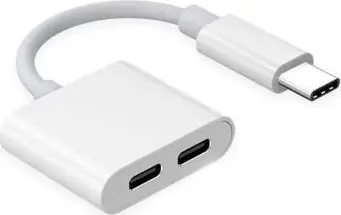 Adapter audio dhe karikues Mocco RoGer JH-032, USB-C në 2x USB-C, gri