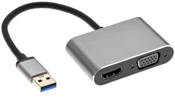 Adapter video RoGer RO-DGK-2IN1-2, USB 3.0 në VGA dhe HDMI, Full HD, i zi