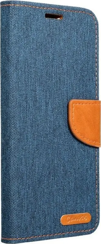 Futrollë telefoni Futera Jeans Canvas Book për Samsung Galaxy S21 FE 5G, me magnet, me xhepa kartash, blu navy