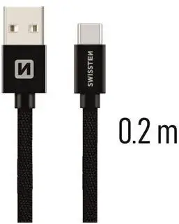 Kabllo USB C Swissten SW QU TYPC 3.1 0.2M GO, 20 cm, Quick Charge 3.1, gri