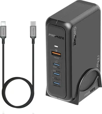 Karikues mural ProMate GaNPort 140W, 3x USB C, Quick Charge 3.0, i zi