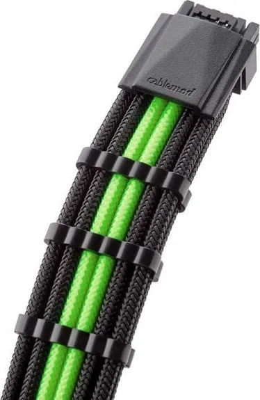 Kabllo PSU CableMod PRO ModMesh 12VHPWR në 3x PCIe, 45cm, e zezë jeshile - 2