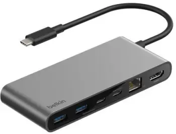 Hub USB C Belkin INC024HQSGY, 8 porta, 100W Power Delivery, gri