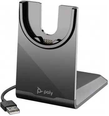 Dock karikues për kufje Poly, USB, për kufje pa tela, i zi
