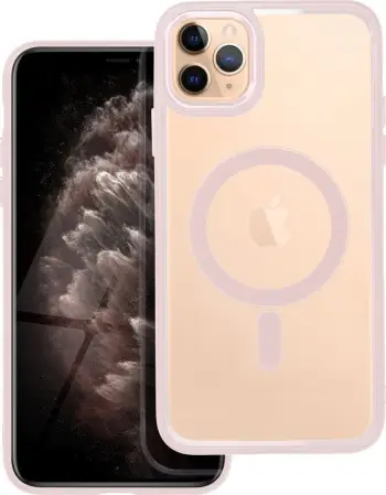 Kapak telefoni OEM për iPhone 11 Pro Max, MagSafe, transparent me skaje rozë