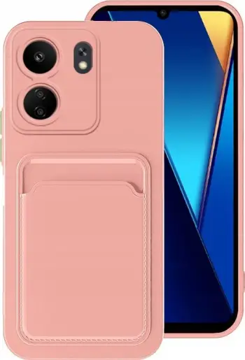 Mbulesë silikoni Forcell Card Case për Xiaomi Redmi 13C, xhep për kartelë, mbrojtje kamere, e zezë