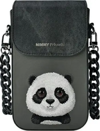 Çantë telefoni Nimmy Big Eyed Pet 2.0 Panda, për telefon, e zezë