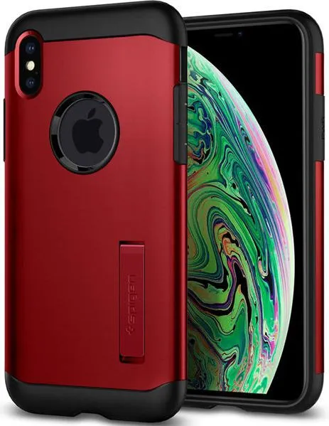 Mbështjellëse Spigen Slim Armor për iPhone XS Max, e kuqe - 1