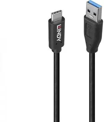 Kabllo USB Lindy 3.2 Type A në Type C, 1.5m, 10Gbps, i zi