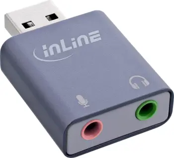 Adapter audio USB InLine, USB A, dalje kufje, hyrje mikrofon, gri