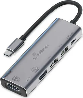 Adapter multiport USB C Mediarange MRCS511, 5 në 1, 4K, argjendtë - 2