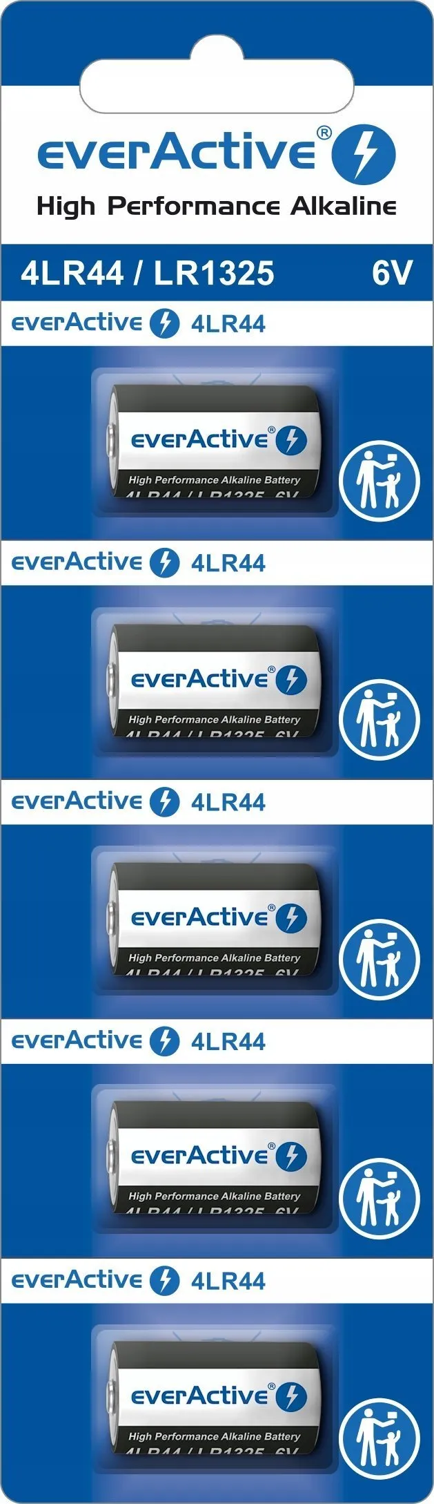 Bateri alkaline EverActive 4LR44 6V, High Performance, paketim 5 copë - 1