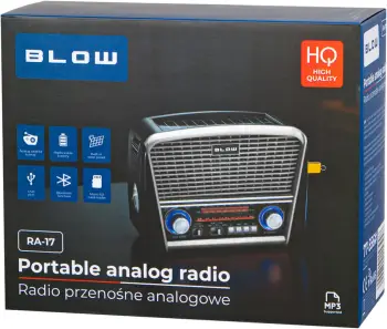 Radio portative BLOW RA17, AM/FM, Bluetooth, panel diellor, argjendtë