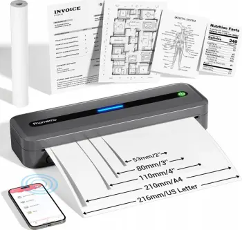 Printer etiketa Phomemo M832, termik portativ A4, Bluetooth, gri