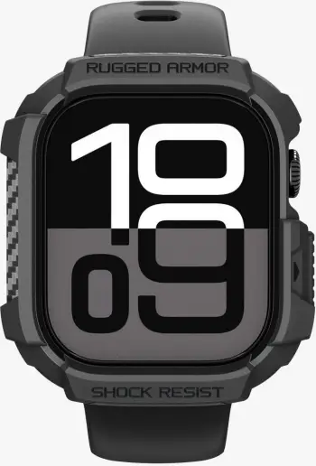 Kornizë mbrojtëse Spigen Rugged Armor 2 për Apple Watch 10/11 46mm, rezistente ndaj goditjeve, mat, e zezë