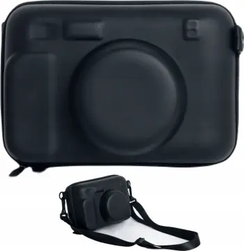 Kuti mbrojtëse e fortë për aparat Fujifilm Instax Wide 400, material PU, me rrip, e zezë