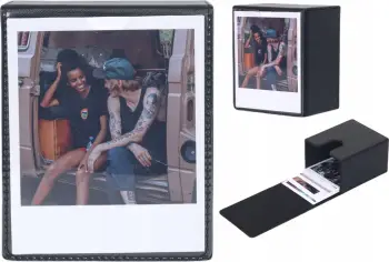 Kuti fotografish Loveinstant, për 100 foto, për Instax Wide Square dhe Polaroid, e zezë
