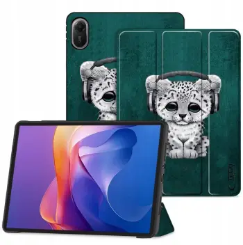 Kopertinë tablet Tech-Protect SmartCase Xiaomi Redmi Pad 2 11", me qëndrim, motiv mace, jeshile