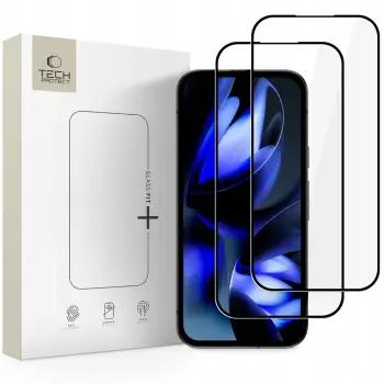 Xham mbrojtës Tech-Protect Glass Fit+, 2 copë, Google Pixel 9A 10A, kornizë e zezë