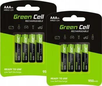 Bateri të rikarikueshme AAA Green Cell R3, 950mAh, set 8 copë