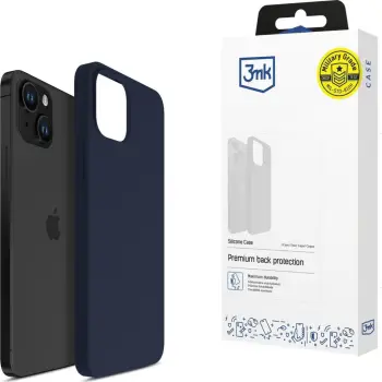 Mbulesë silikoni 3MK për iPhone 15 Plus, mbrojtëse, blu navy