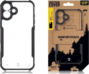 Mbrojtëse telefoni Tactical Quantum Stealth për iPhone 16 Plus, tejdukshme, e zezë