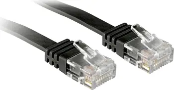 Kabllo rrjeti Lindy Cat6 Flat, 1m, e paekranuar, e zezë