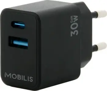 Karikues universal Mobilis 001362, USB A dhe USB C, AC dhe auto, i zi