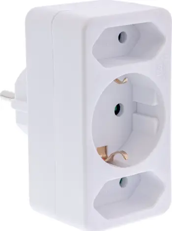 Adapter prizë InLine, 1x Schuko në 2x Euro dhe 1x Schuko, i bardhë