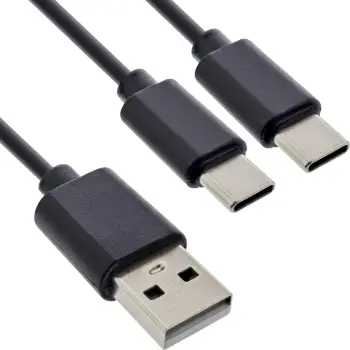 Kabllo karikimi InLine USB, 1x USB A në 2x USB C, 0.5m, i zi