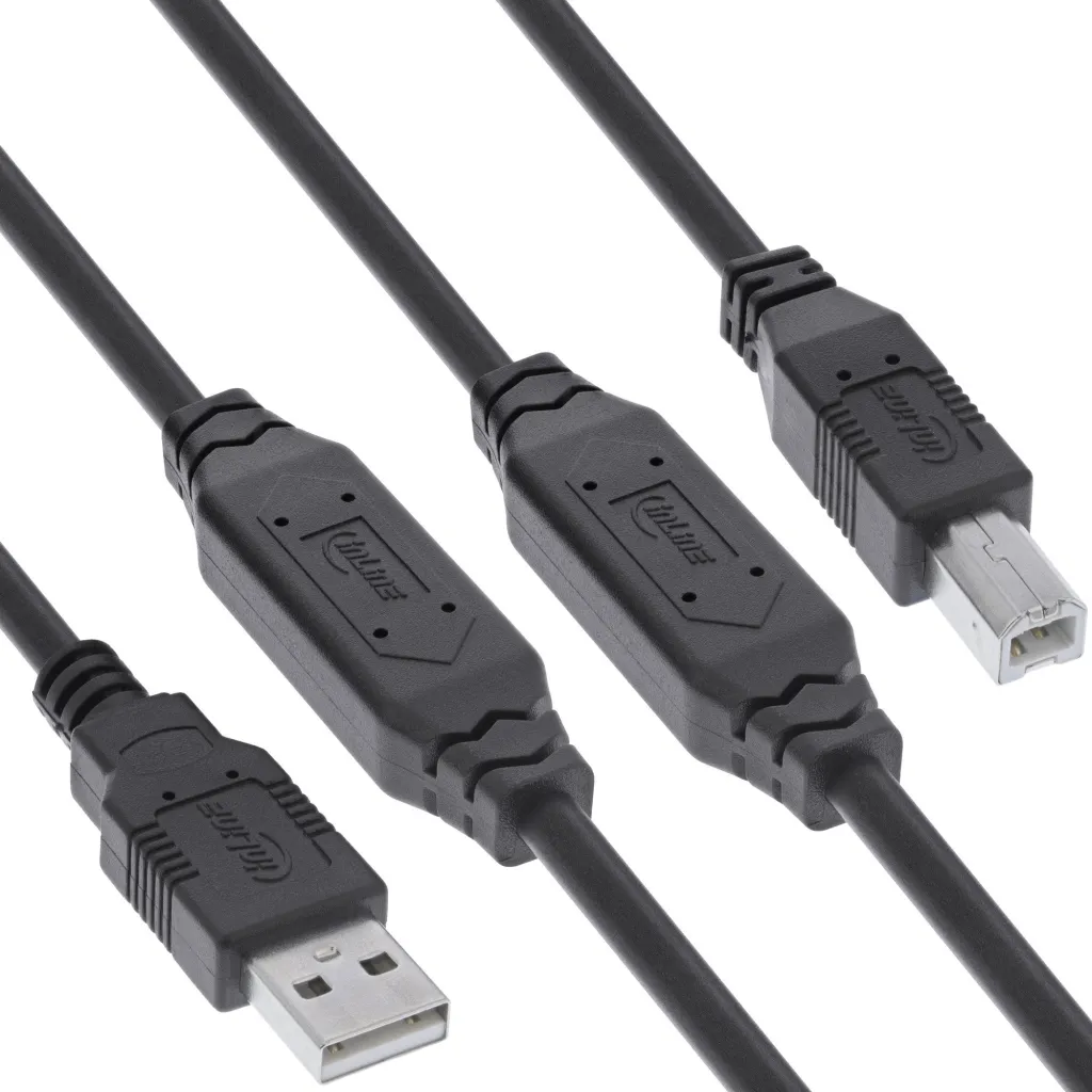 Kabllo aktive USB InLine USB 2.0, USB A në USB B, 12.5m, e zezë - 1