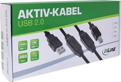 Kabllo aktive USB InLine USB 2.0, USB A në USB B, 12.5m, e zezë - 3