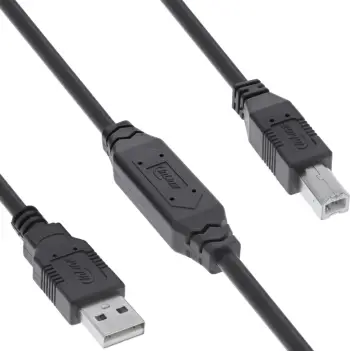 Kabllo aktiv USB InLine USB 2.0, USB A në USB B, 7.5m, i zi