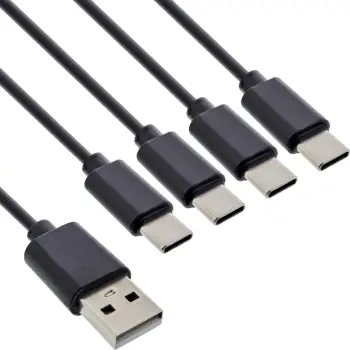 Kabllo karikimi InLine USB 4in1 Y, 1x USB A në 4x USB C, 2m, e zezë