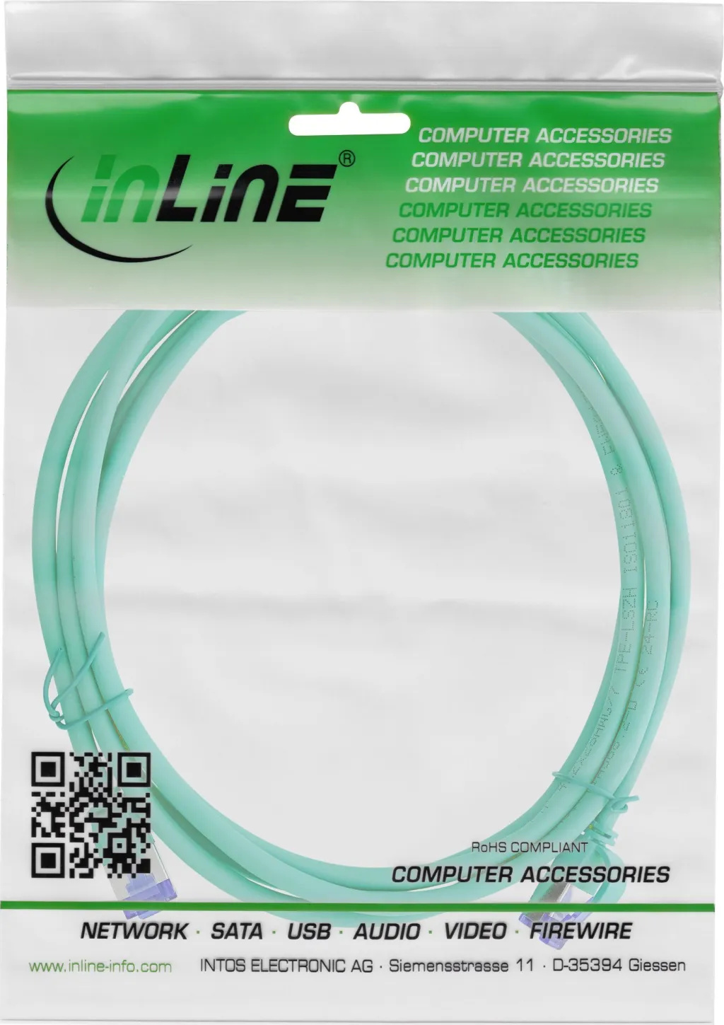 Kabllo rrjeti InLine Patch Cable Slim, Cat.6A S/FTP, 0.3m, e gjelbër - 3