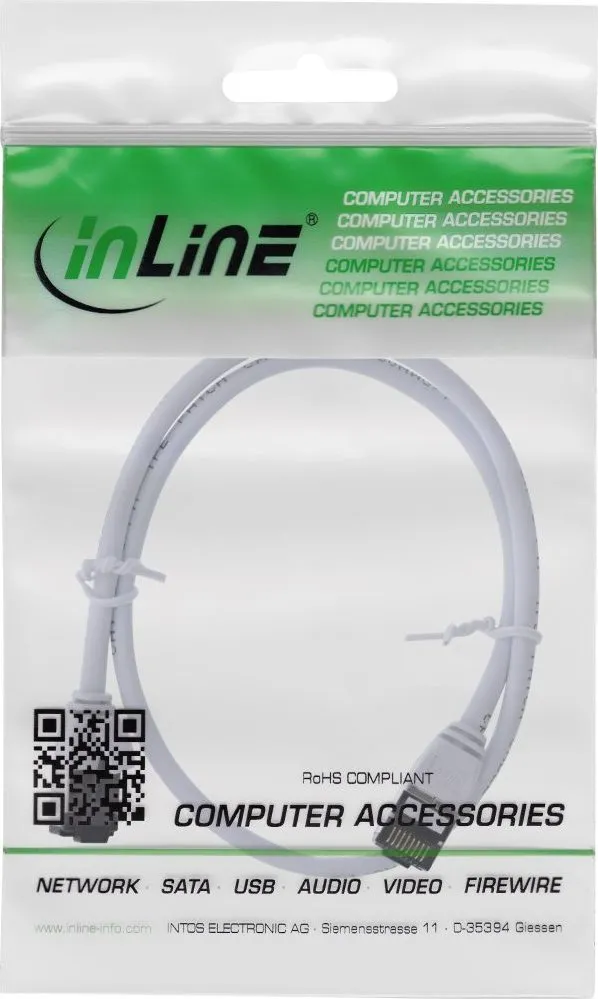 Kabllo rrjeti InLine Patch Cable Slim, Cat.8.1 UFTP, 0.25m, e bardhë - 2