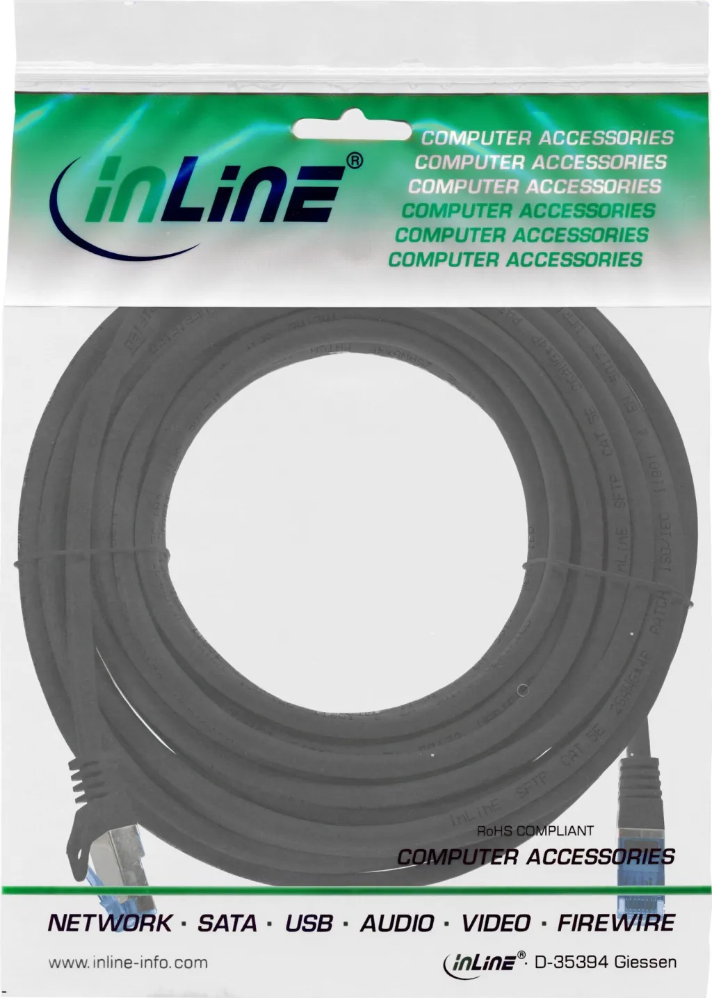 Kabull rrjeti InLine Cat.6A, S/FTP, 5m, i zi - 3