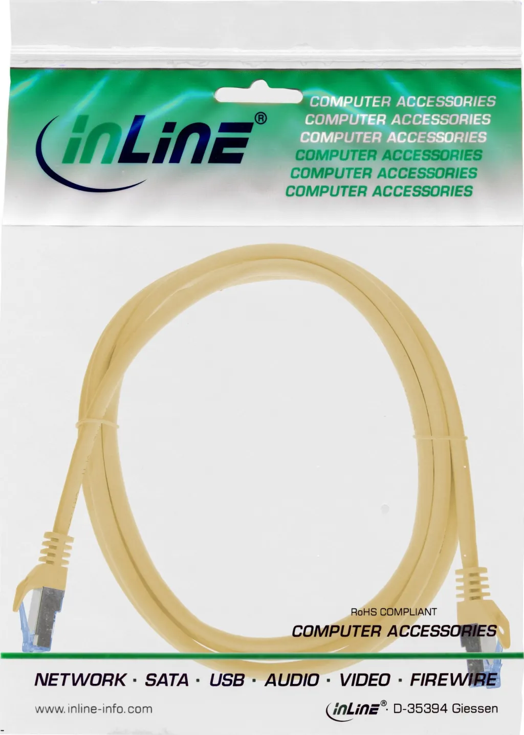 Kabëll rrjeti InLine Patch Cable Cat.6A, S FTP, 1.5m, i verdhë - 3
