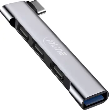 HUB USB C InLine Slim, 4 porta, USB 3.0 dhe USB 2.0, gri