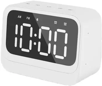 Orë alarmi Denver EC-54W, altoparlant Bluetooth, ekran LCD, e bardhë