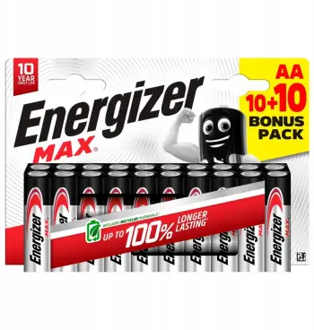 Bateri alkaline Energizer Max AA LR6, 1.5V, paketim 20 copë