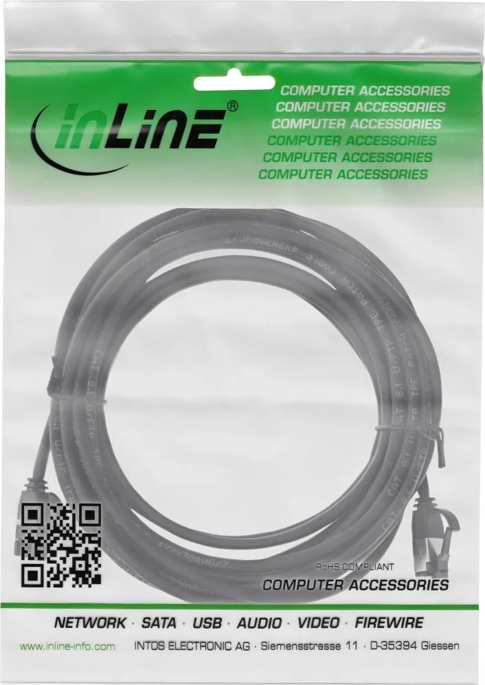 Kabllo rrjeti InLine Patch Cable Slim Cat 8.1, U/FTP, 10m, e zezë - 2