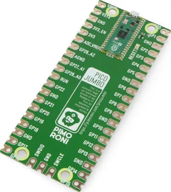 Pllakë zhvillimi Pimoroni Pico Jumbo, version i zmadhuar Raspberry Pi Pico 2, me buton reset, për kapëse krokodili