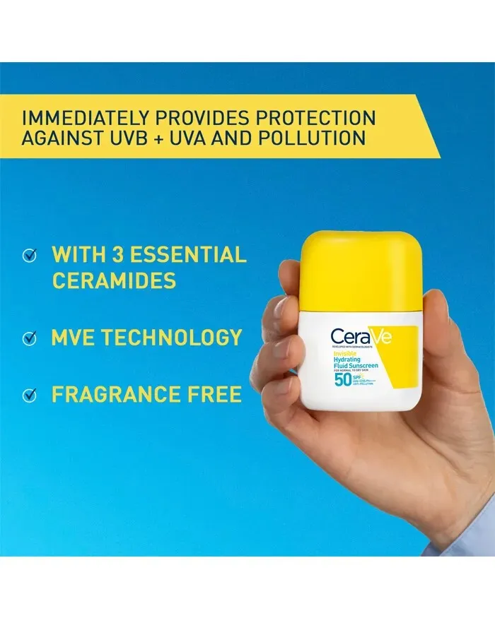Cerave Invisible Hydrating Fluid Sunscreen Spf 50+ - 2