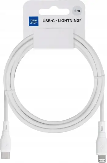 Kabllo karikimi Blue Star Eco PJ72-18-3, USB-C në Lightning, 27W 2.4A, 1m, e bardhë