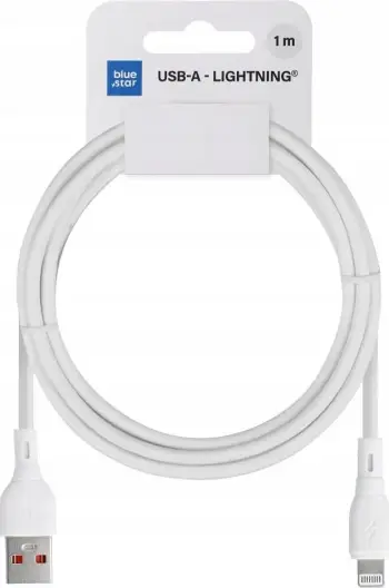 Kabllo karikimi Blue Star Eco PJ68-24-2.4, USB A në Lightning, 2.4A, 1m, e bardhë
