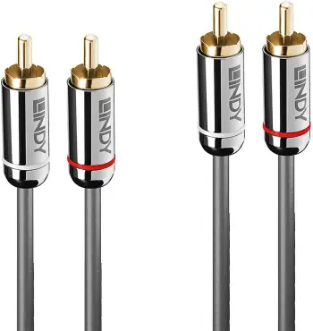 Kabllo audio Lindy Cromo Line RCA x2 në RCA x2, 10m, argjendtë
