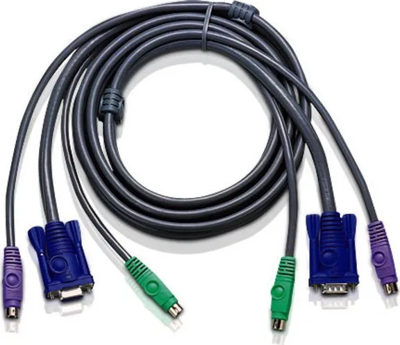 Kabllo KVM ATEN 2L-1003P/C, PS/2 dhe VGA, 3m, e zezë - 1